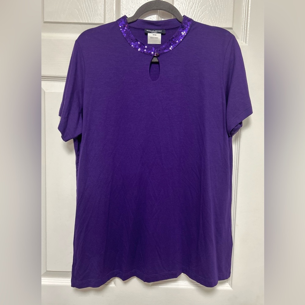 Marina Rinaldi Purple Top Short Sleeves Size M